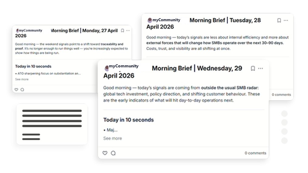 Daily Pulse morning brief cards summarising the day's key updates for members